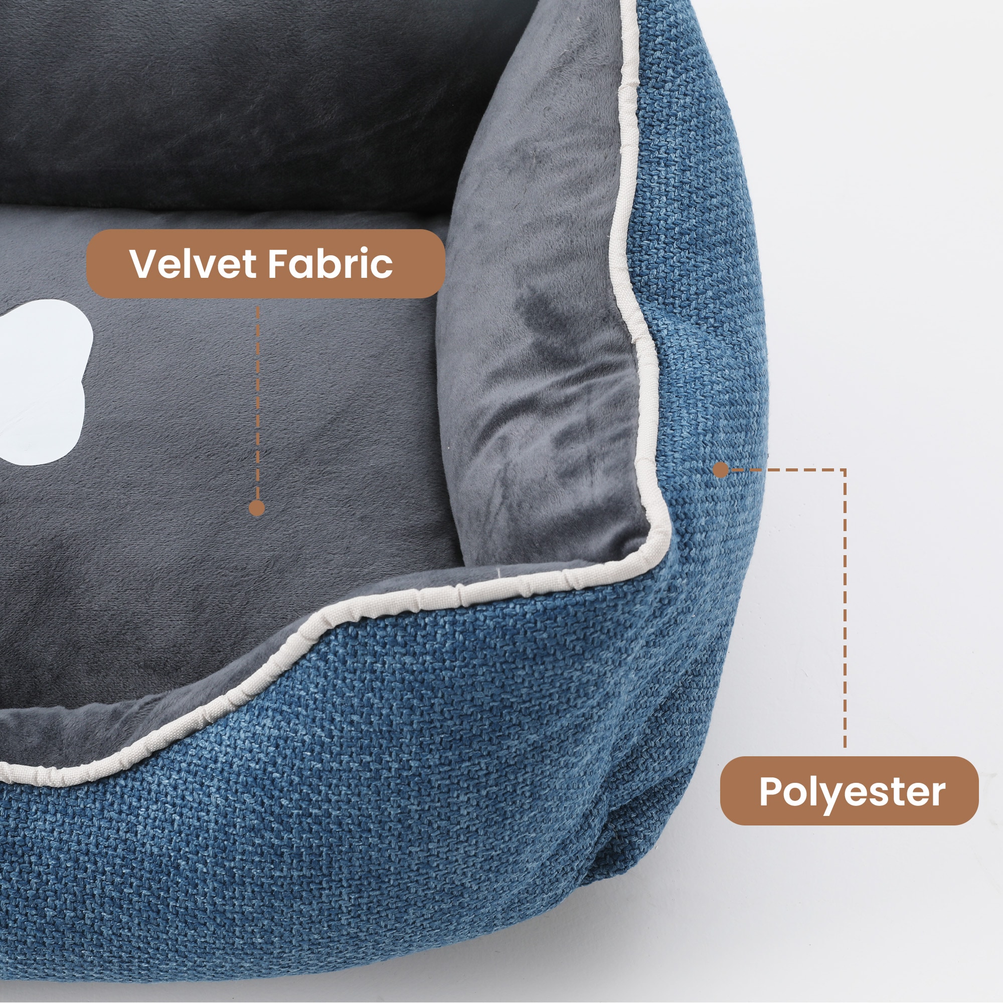 Small Dog Bed Plush Anti-slip Cat Bed Washable Cover Blue_voghion.com